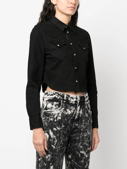cropped denim shirt
